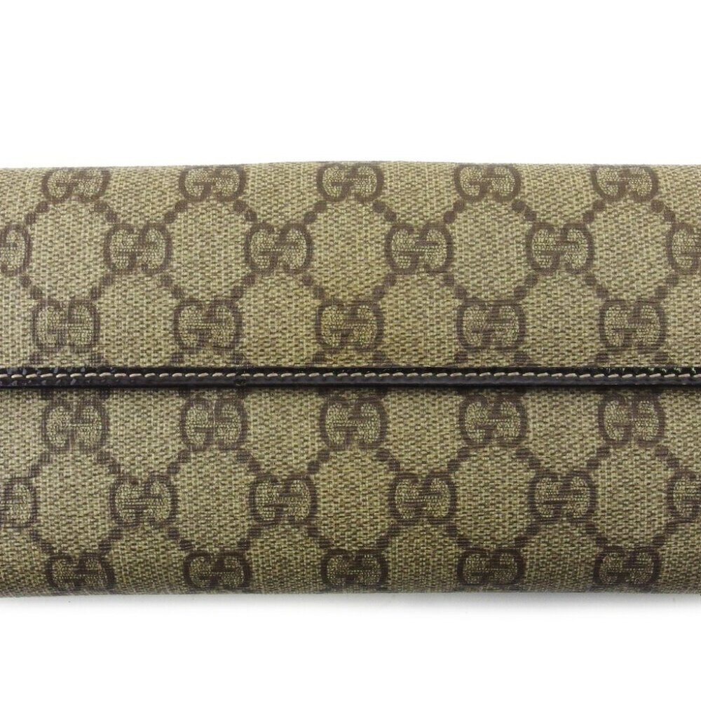 GUCCI Purse GG Plus Beige PVC ?~ Enamel Leather Authentic Used D2418 - Picture 1 of 6